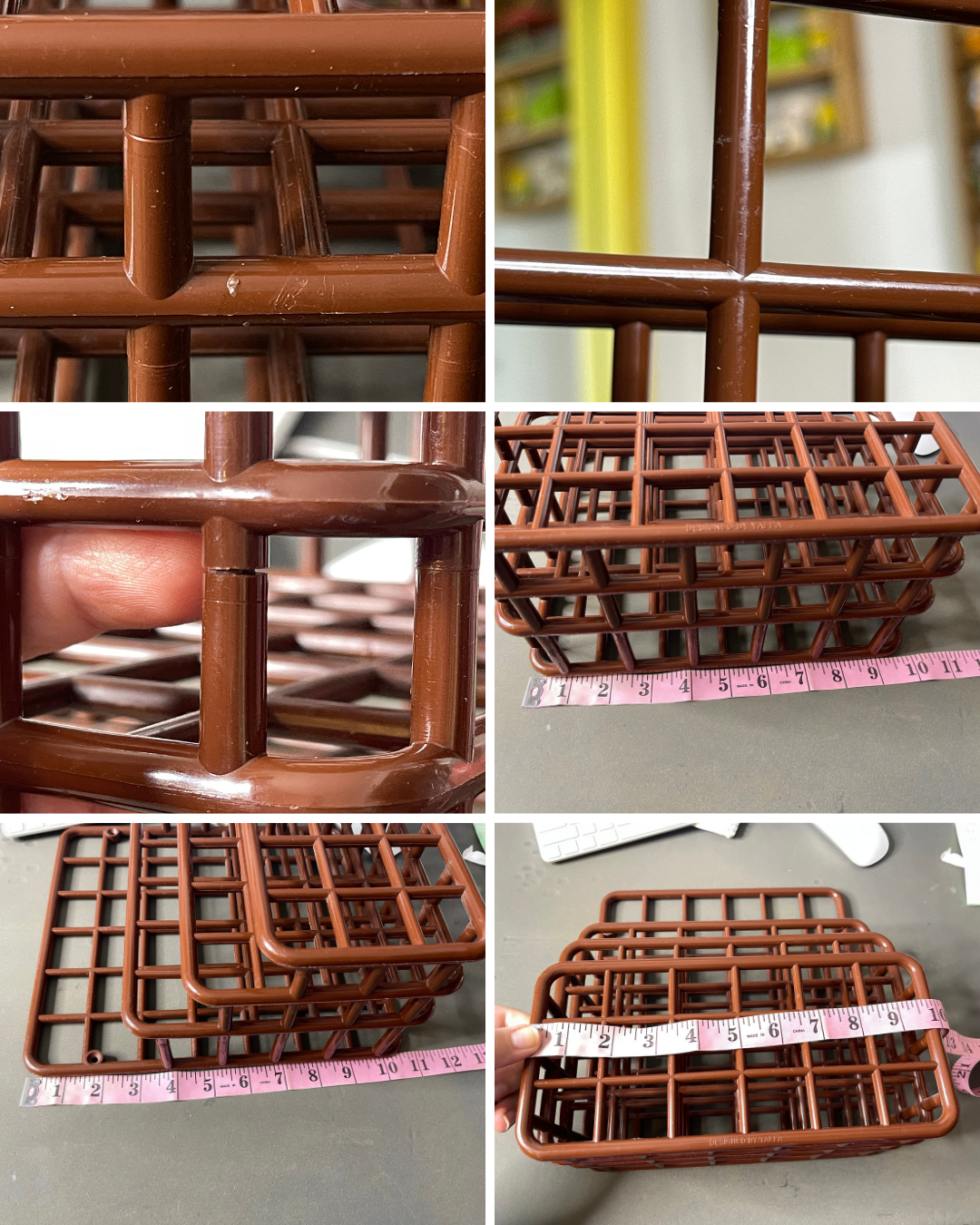 Vintage 80s Chocolate Brown Yaffa Plastic Wall Organizer