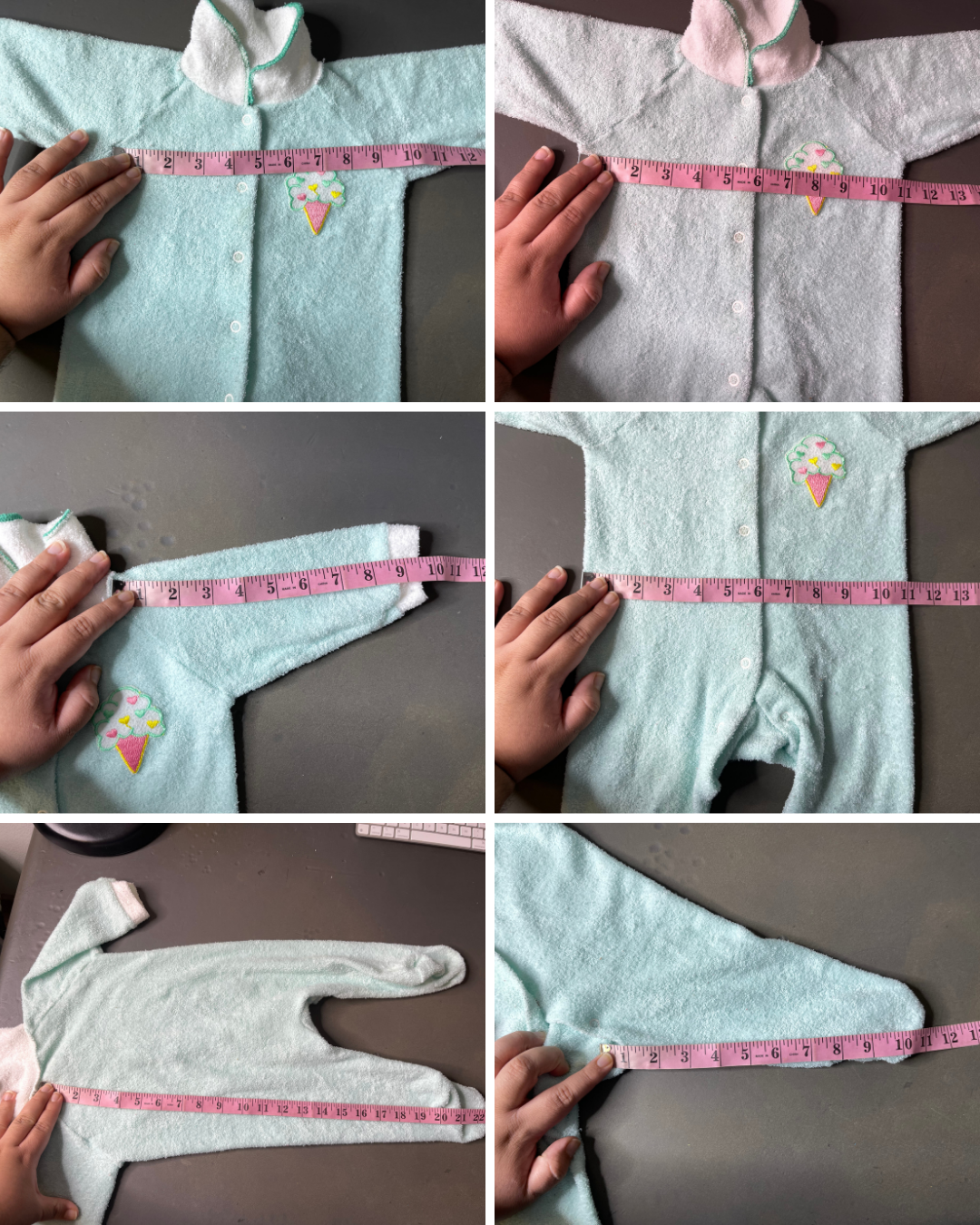 Vintage Pastel Ice Cream Terrycloth Onesie Sz 2B