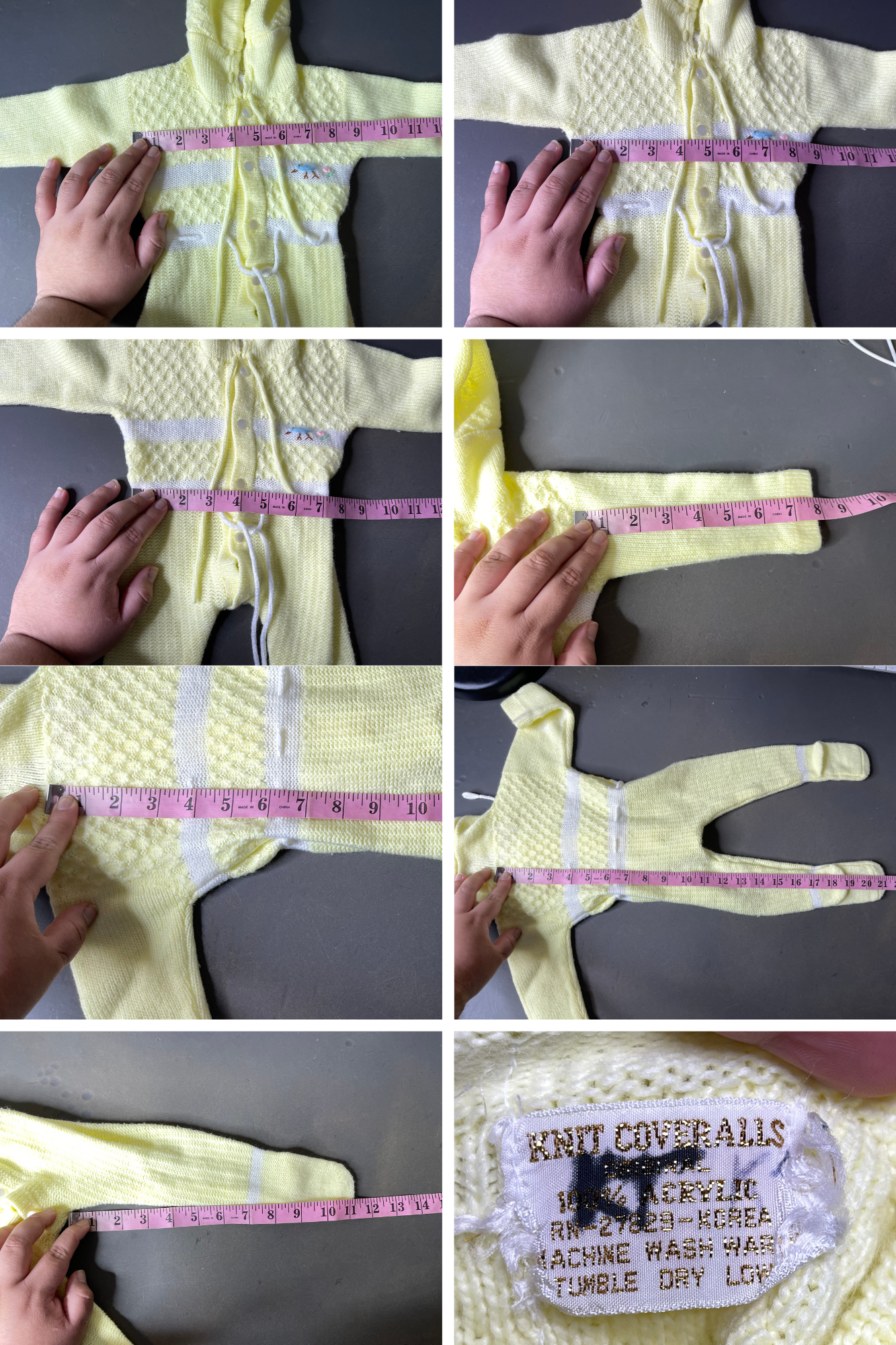 Vintage Spring Yellow Knit Baby Coveralls Sz S