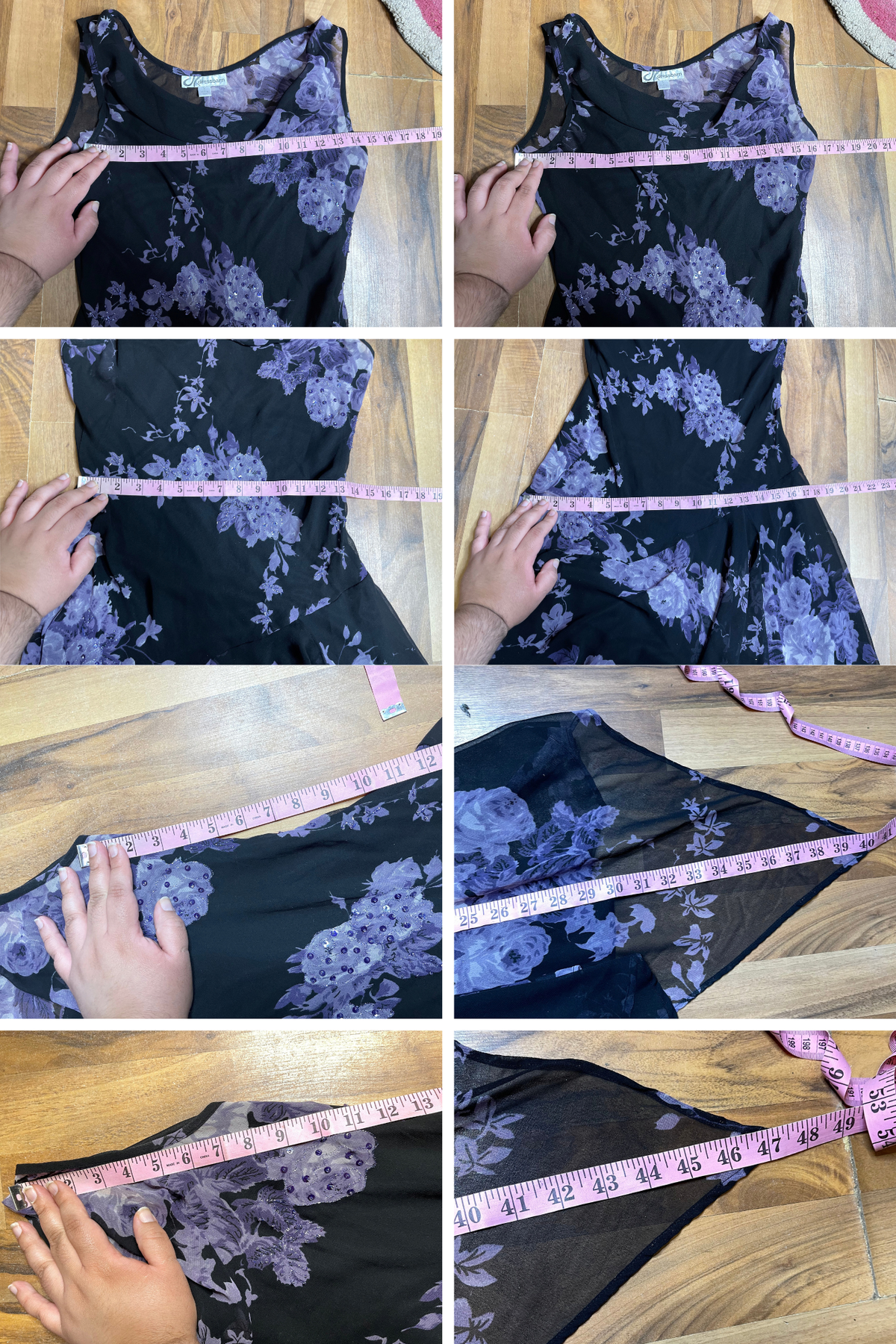 Vintage Purple Floral Sheer Layered Whimsigoth Asymmetrical Dress Sz S