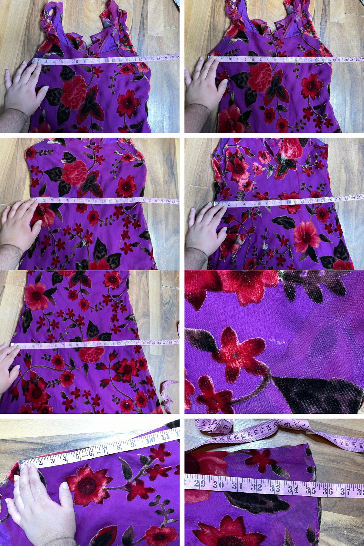 Vintage Sheer Velvet Floral Sheer Layered Dress Sz M/L (FLAWED)