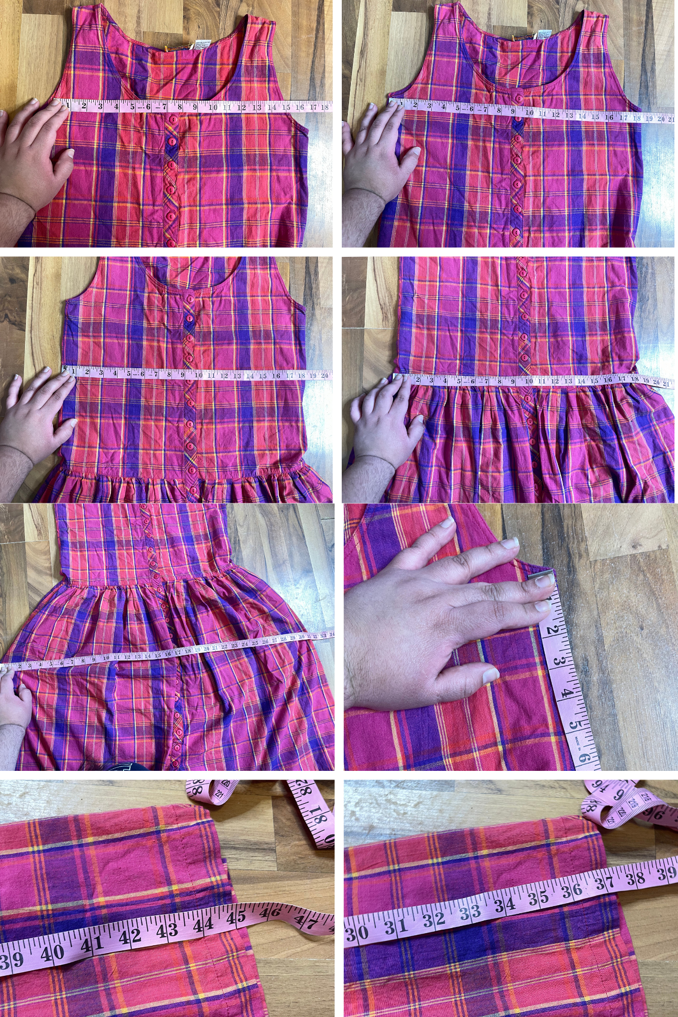 Vintage 90s Colorful Flowy Oversized Plaid Dress Sz M/L