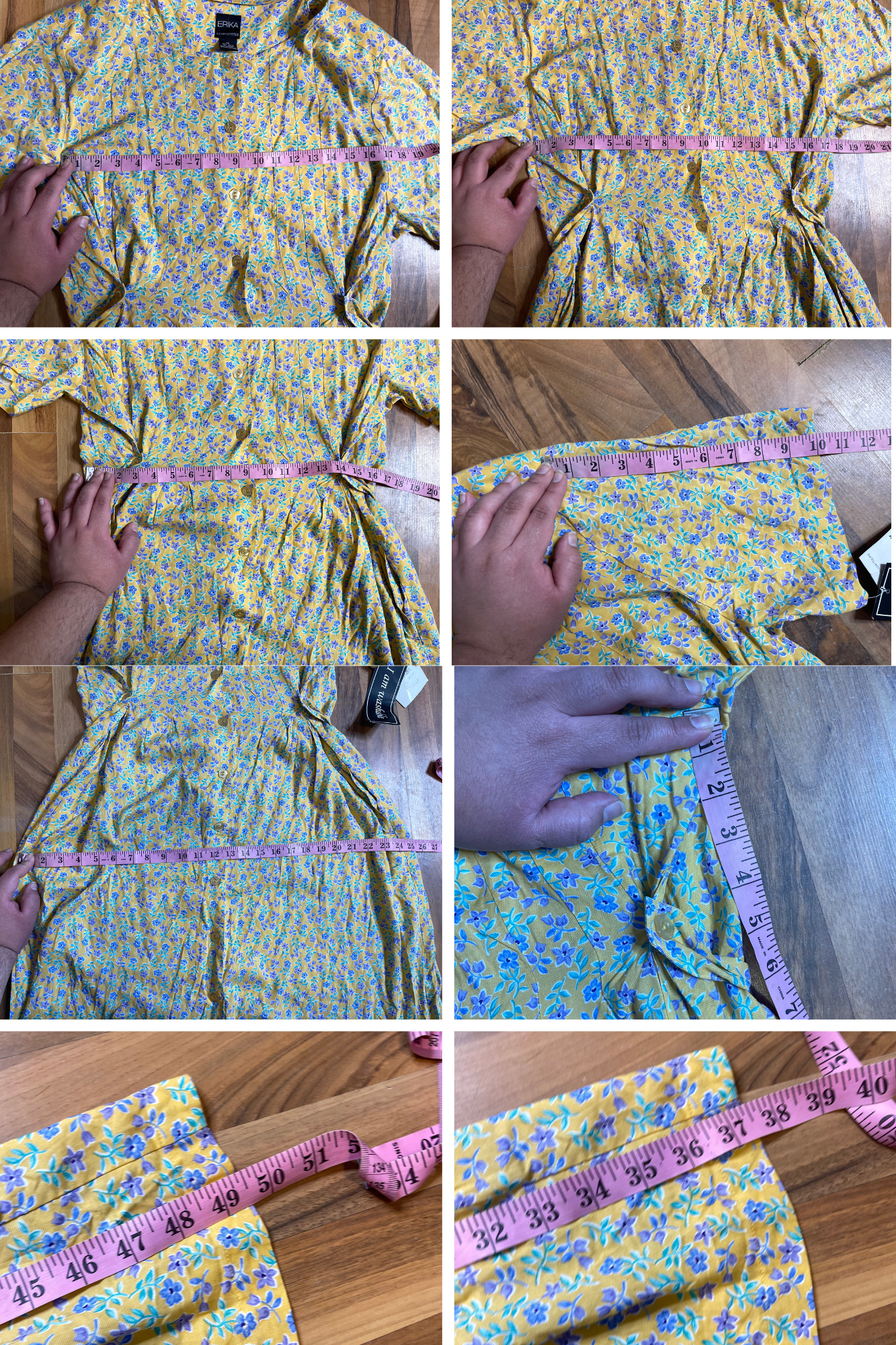 Vintage Deadstock Yellow Floral Button Down Dress Sz L/XL