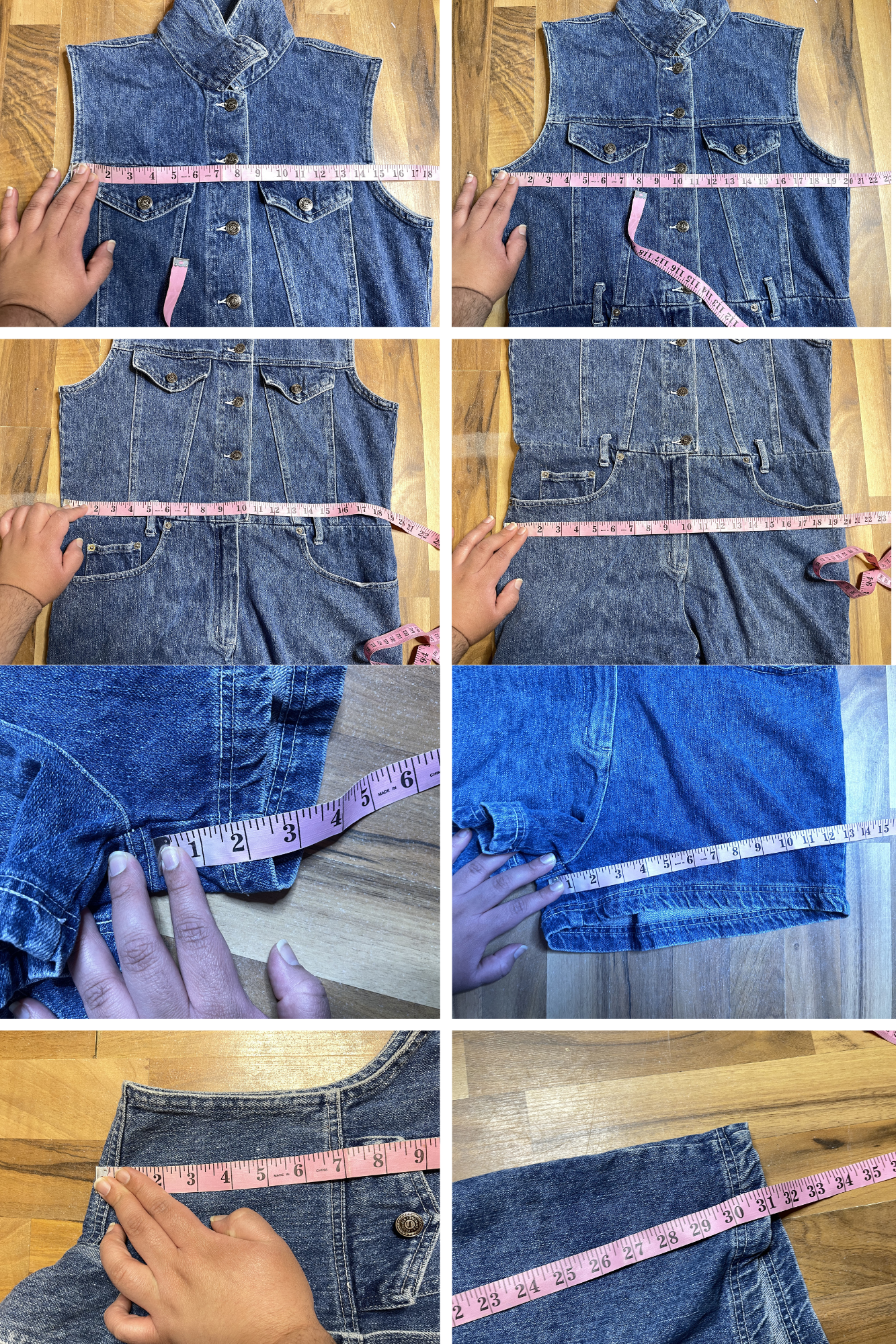 Vintage 90s Retro Denim Collared Vest Style Romper Sz M