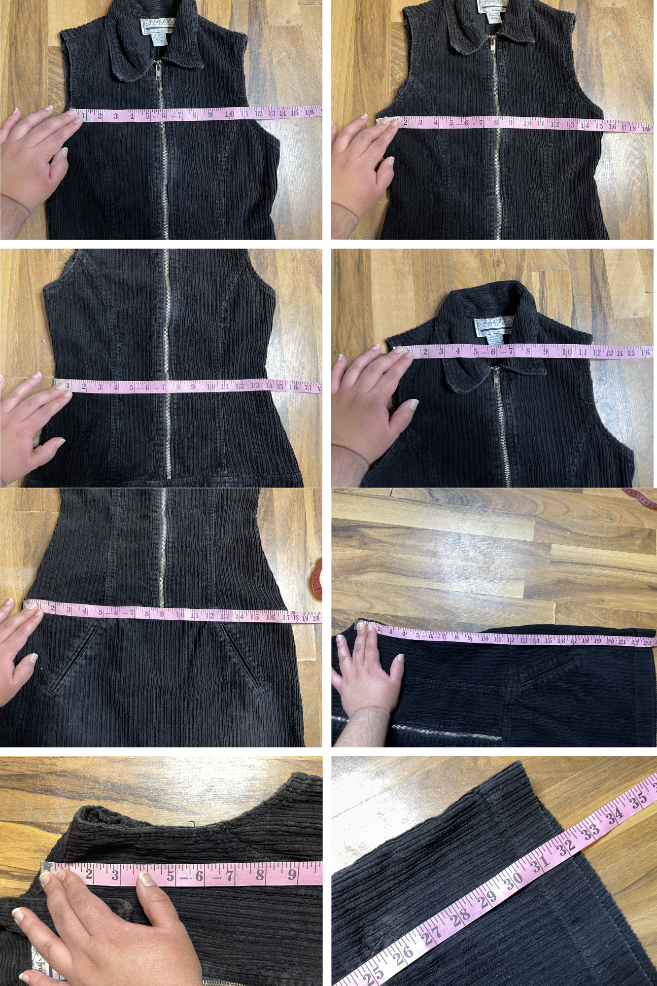 Vintage 90s Black Chunky Corduroy Collared Mini Dress Sz S