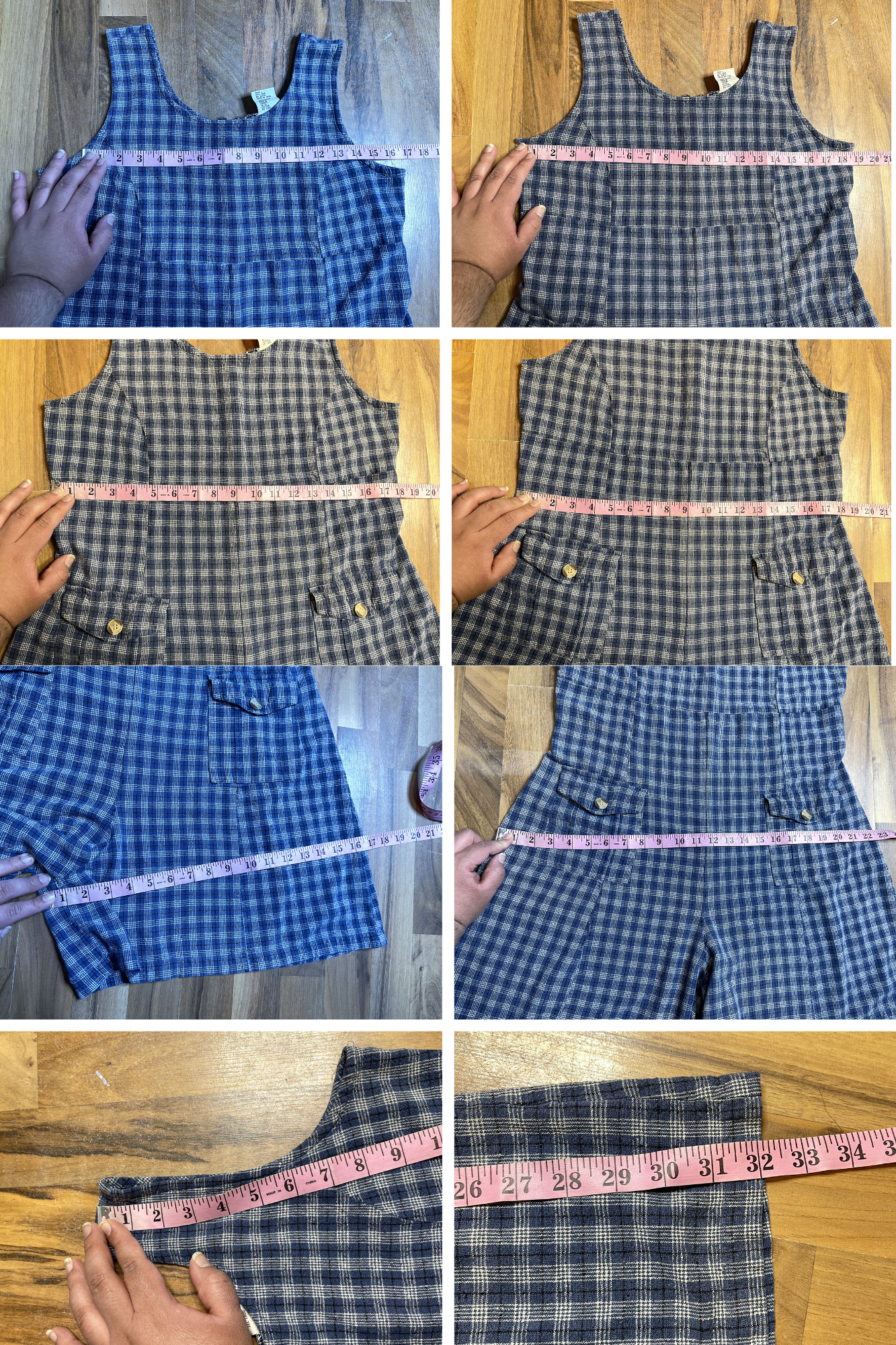 Vintage 90s Blue Plaid Light Weight Silk Romper Sz L