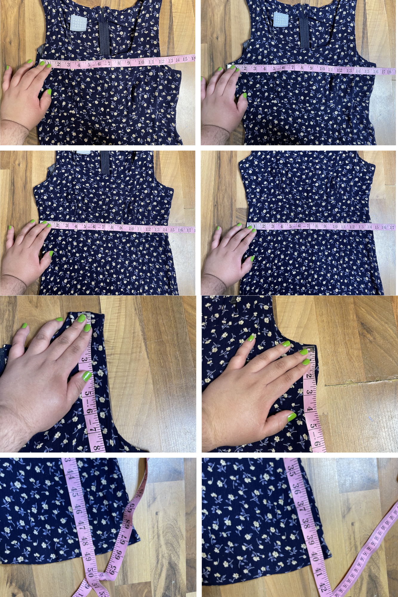 Vintage Navy Blue & Yellow Floral Maxi Dress Sz S/M