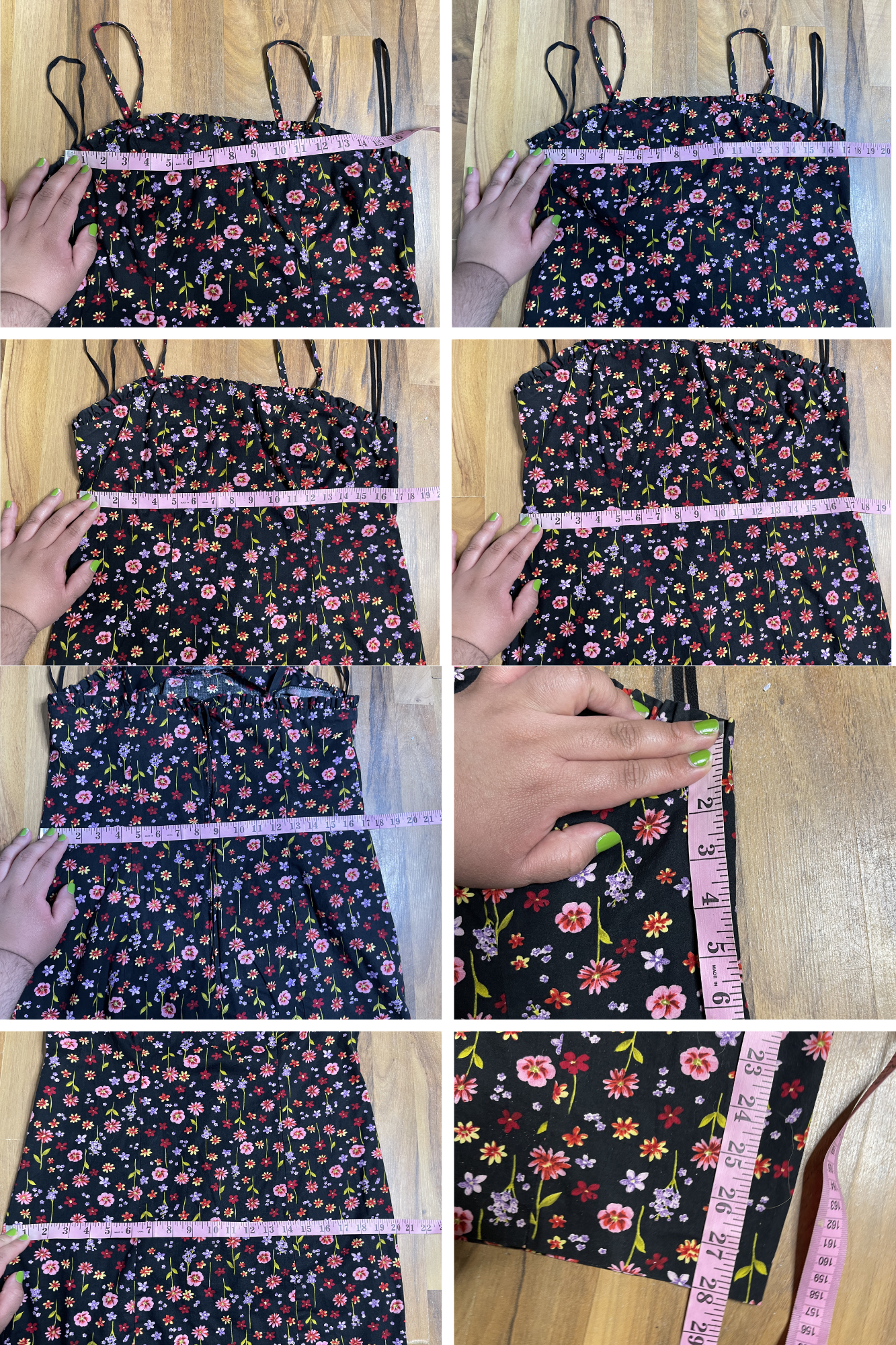 Vintage Black Flower Print Spring Dress Sz L