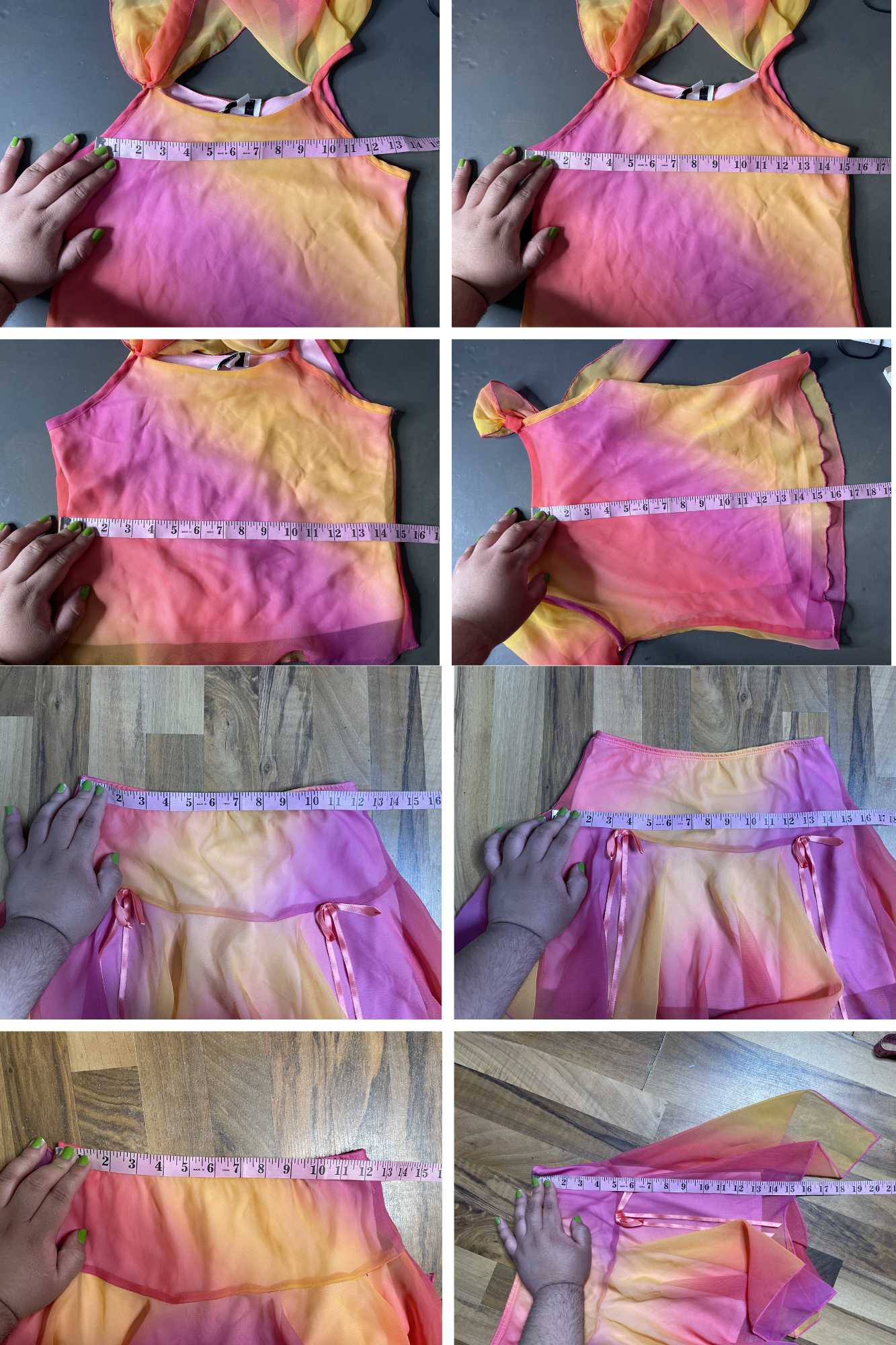 2000s Fairy Sheer Ombre Crop Top & Mini Layered Skirt Set Sz S