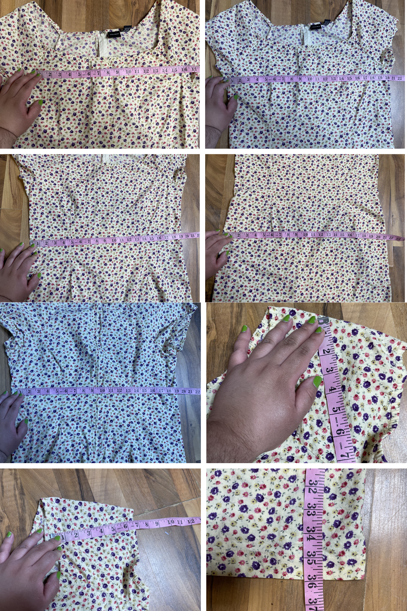 2000s Light Yellow Flower Print Baby Doll Midi Dress Sz XL