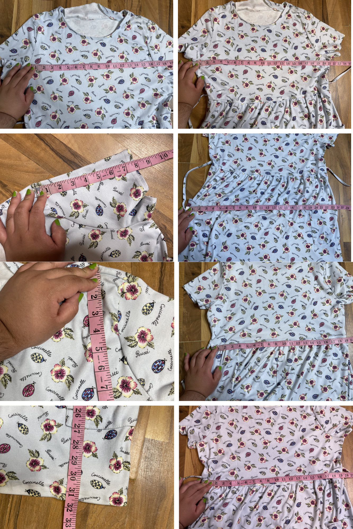 2000s Baby Blue Flower & Lady Bug Print Mini Dress Sz XL