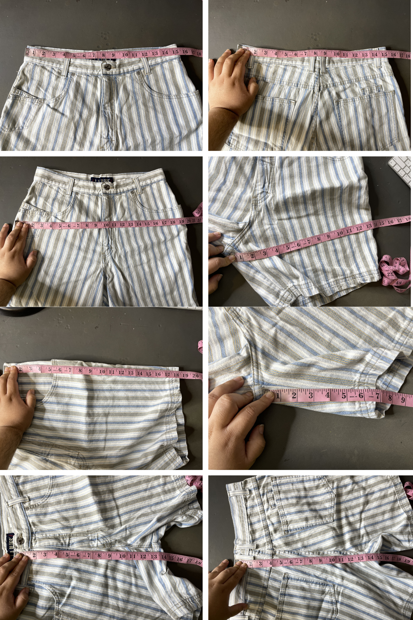 Vintage LA Blues Striped High Waisted Shorts Sz 14 30in