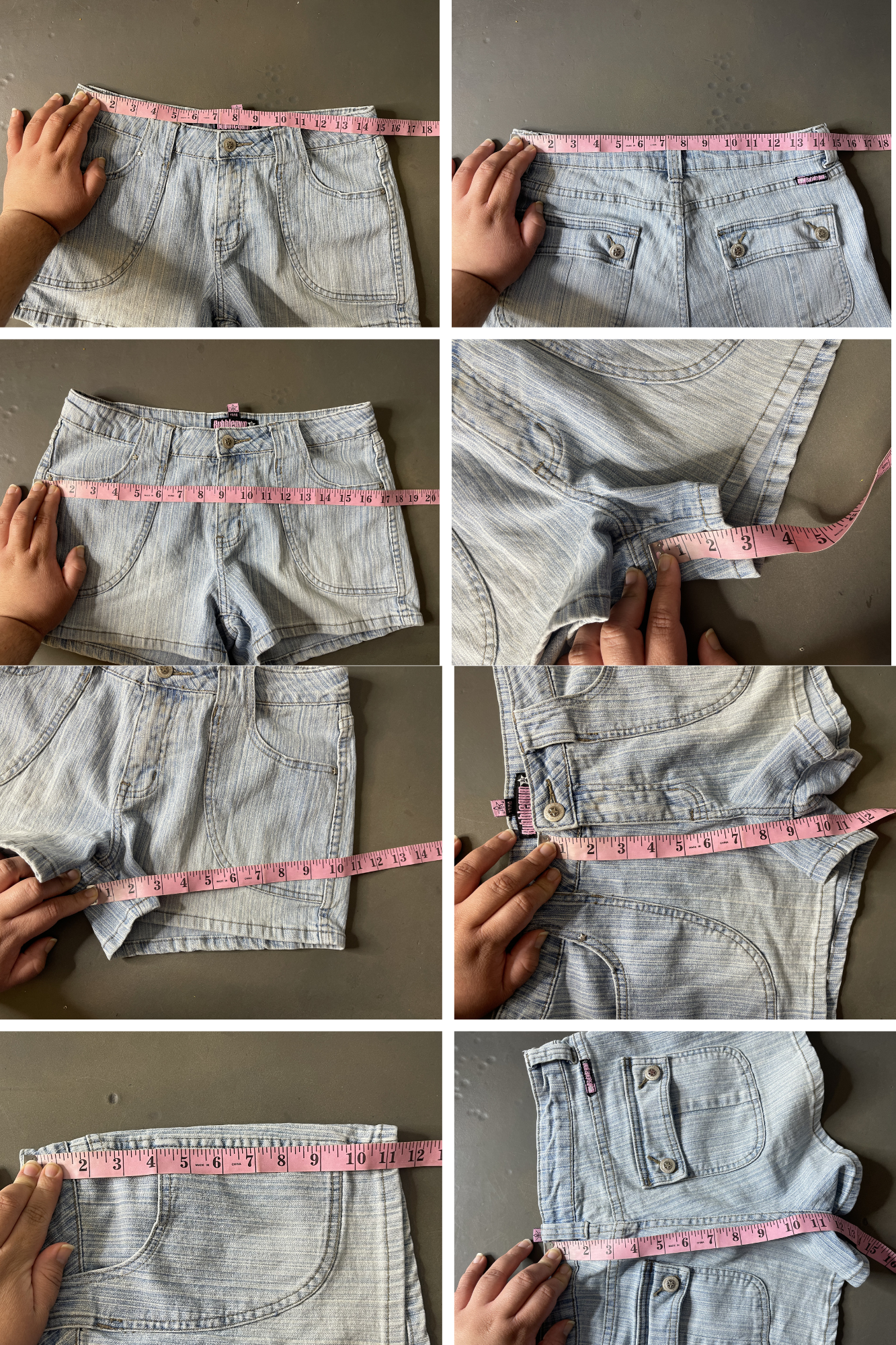 2000s Light Wash Pinstriped Stretchy Denim Shorts Sz 13/14