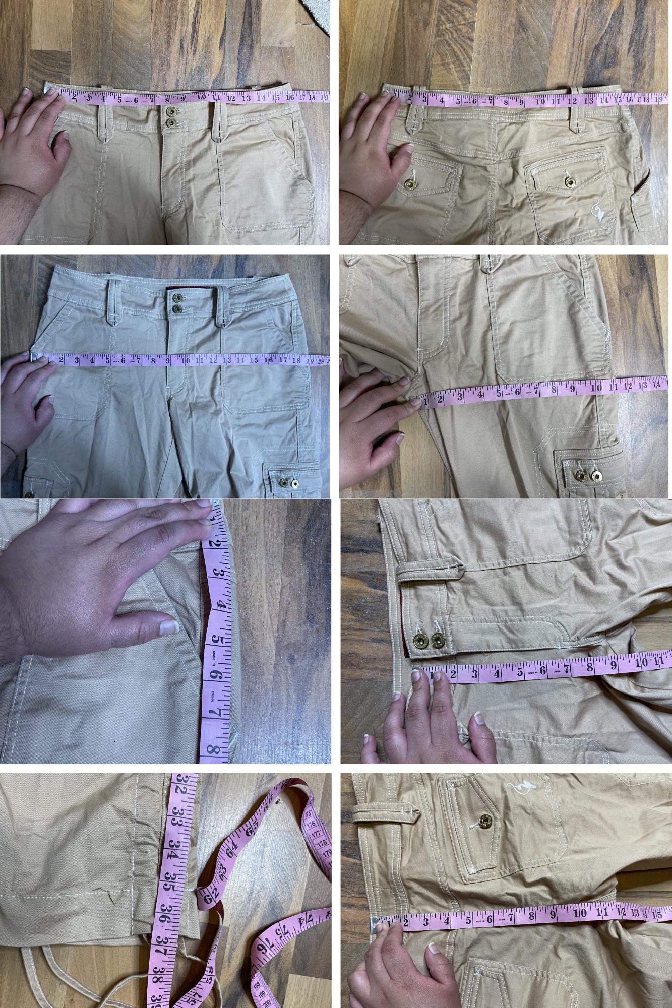 2000s Tan Mid Rise Baby Phat Cargo Pants Sz 9