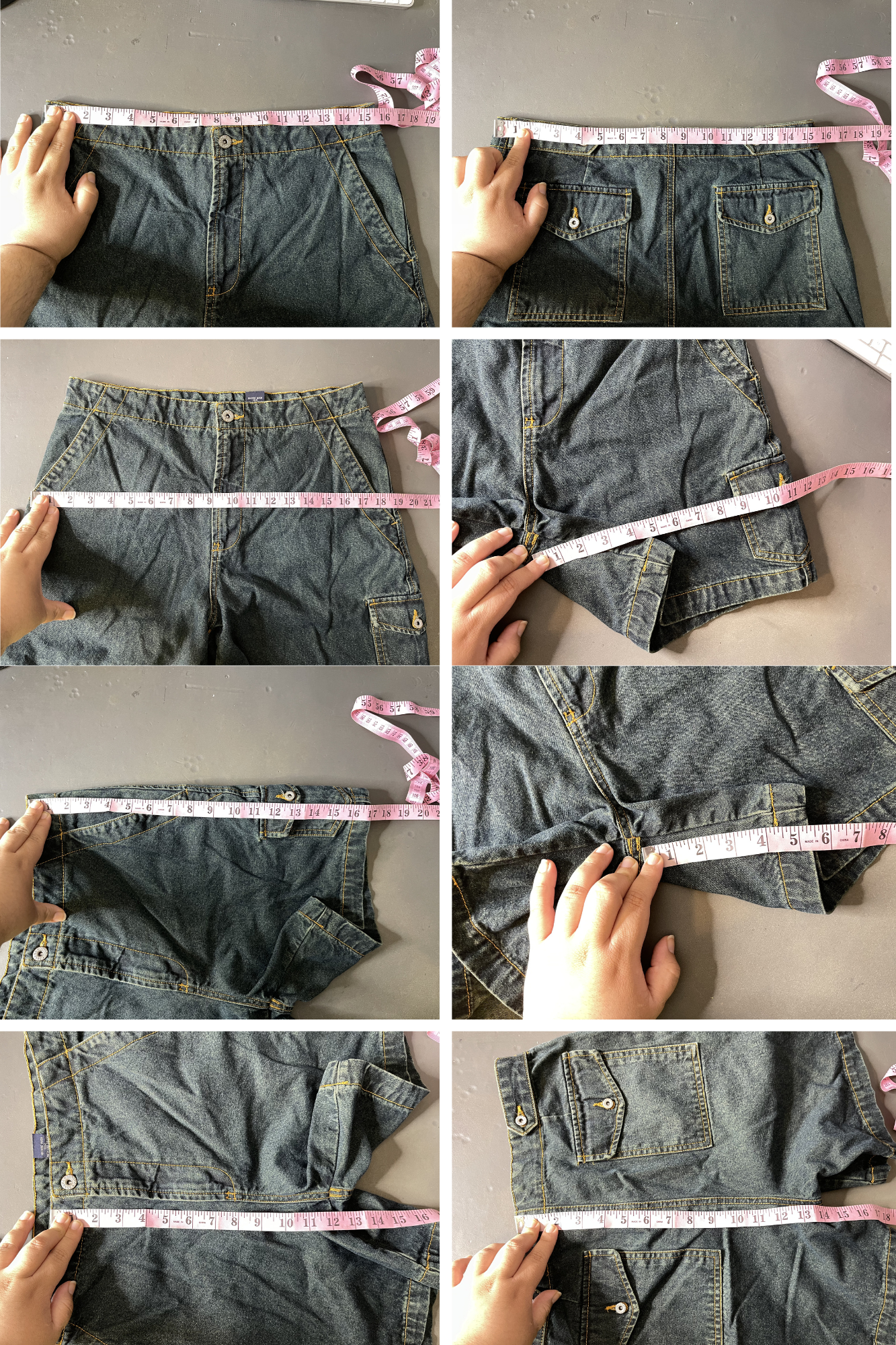 2000s Warm Tone Dark Denim Cargo Shorts Sz 10 31in