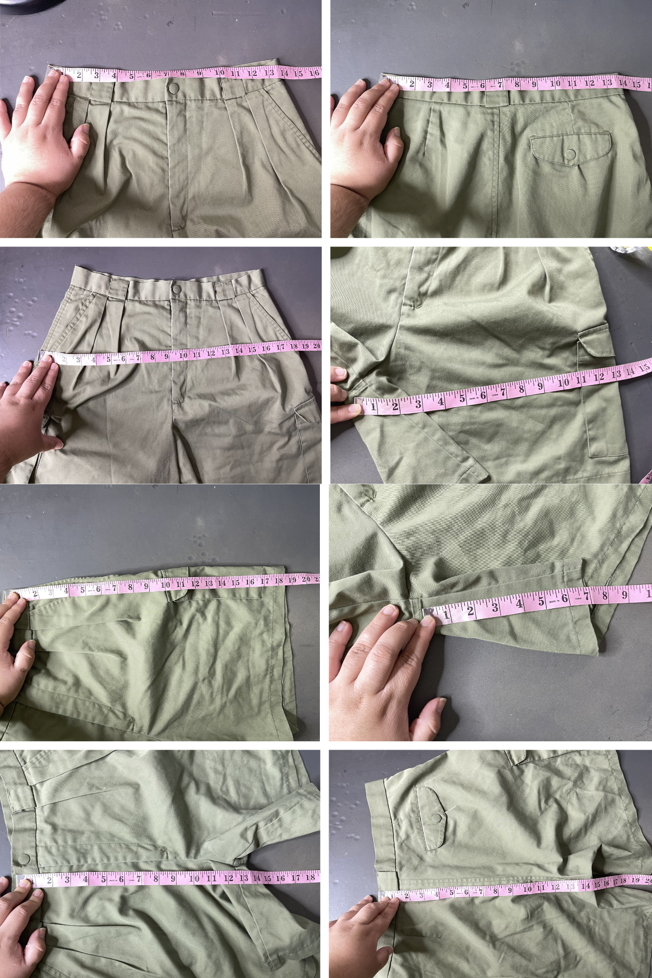 Vintage High Waisted Green Pleated Trouser Cargo Shorts Sz 27in