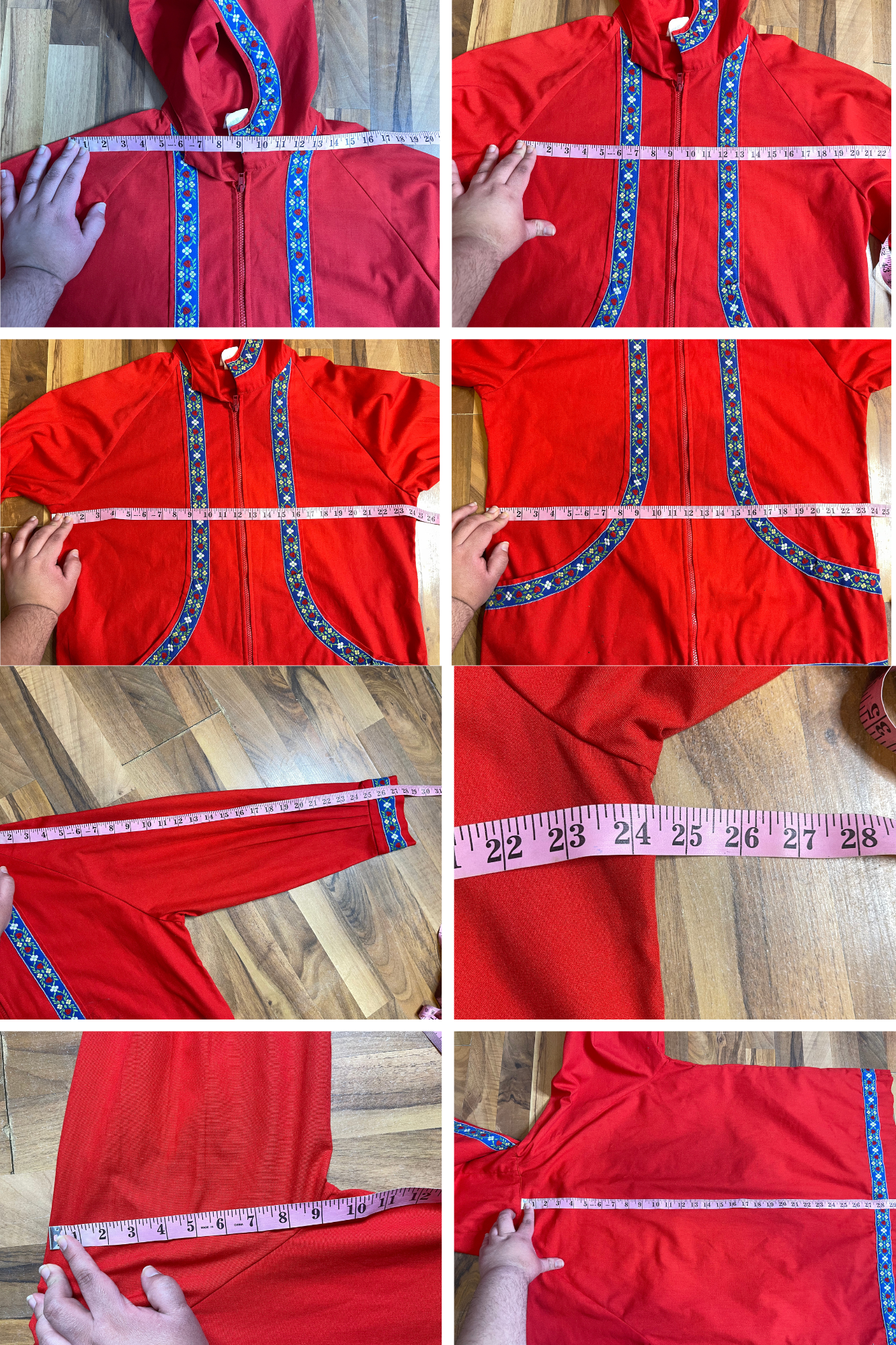 Vintage Red Strawberry Floral Heart Light Weight Jacket Sz L