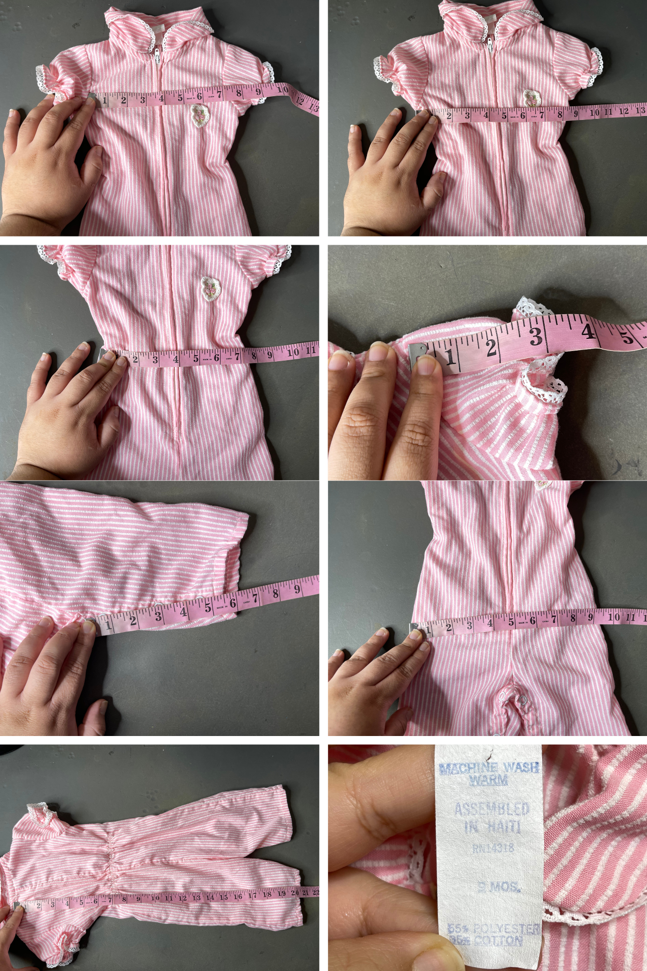 Vintage Pink Striped Romper Jumpsuit Sz 9M