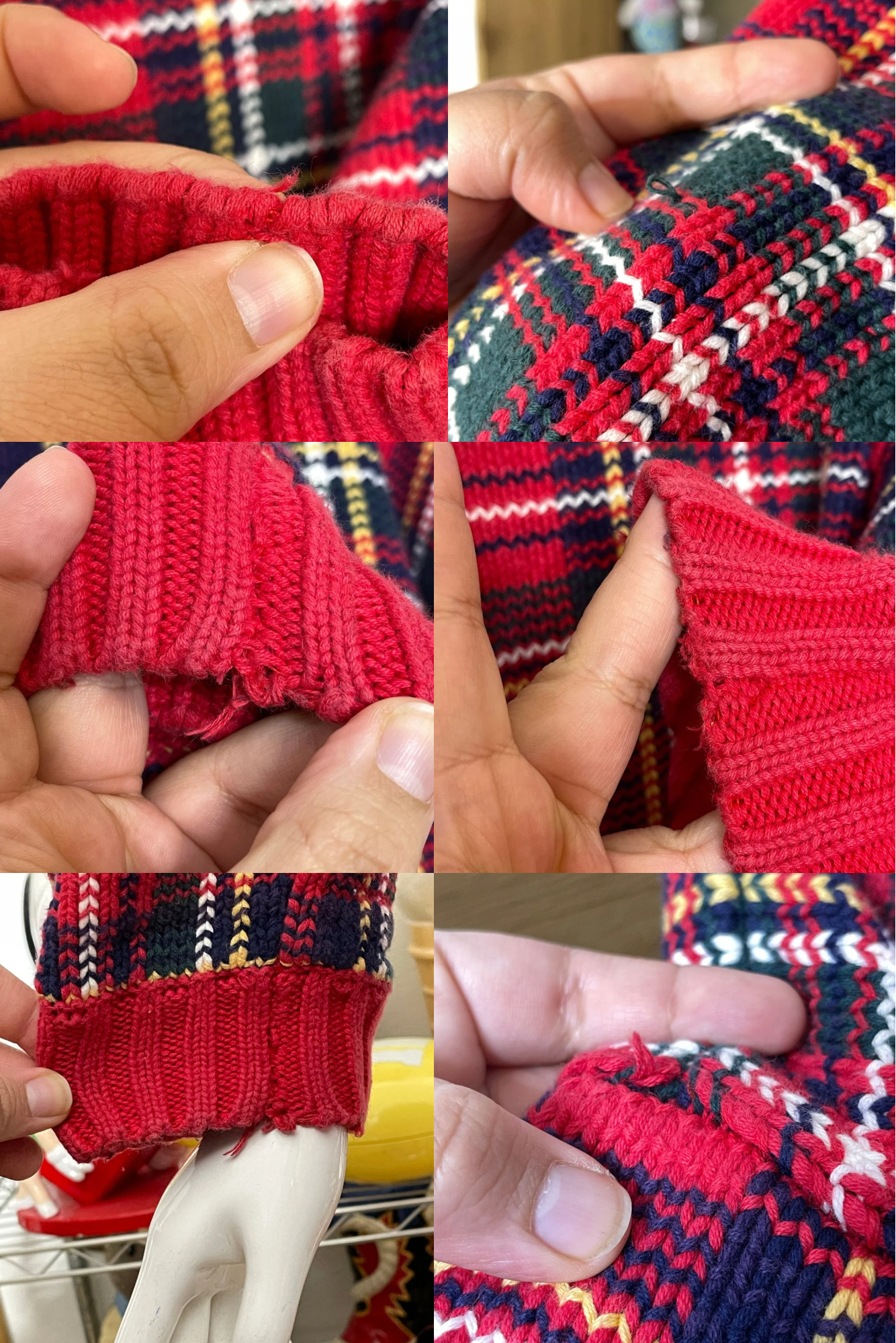 Vintage chunky plaid knit oversized sweater sz L