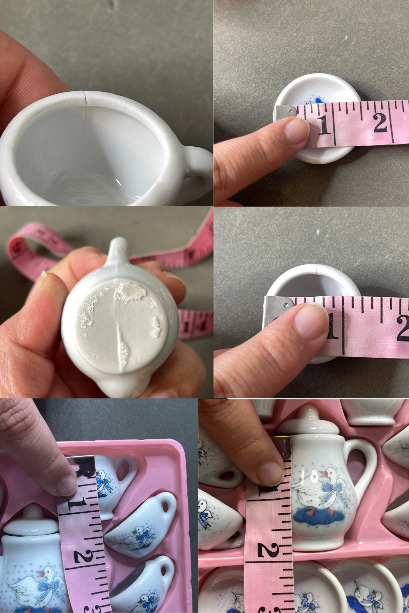 2000s Children's Goose Tiny Porcelain 13pc Tea Set
