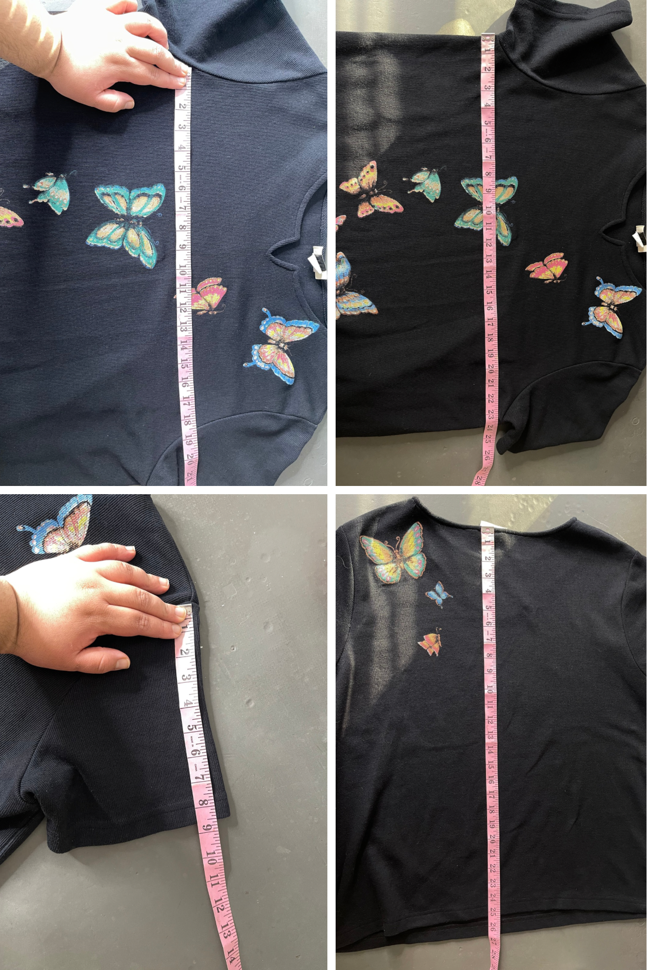 Vintage 90s Plus Size Painted Butterfly Ribbed Top Sz 1X