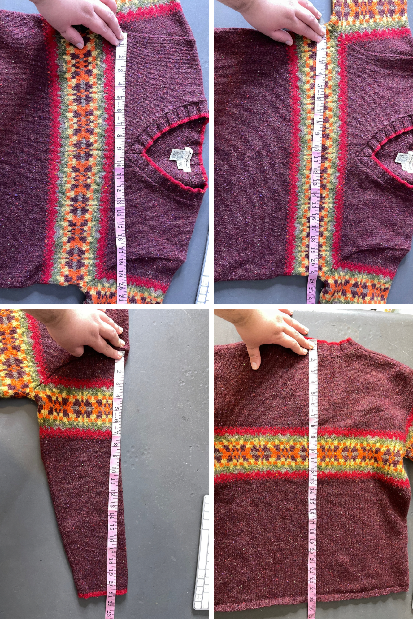 Vintage fall multicolor wool blend knit v-neck sweater sz S/P