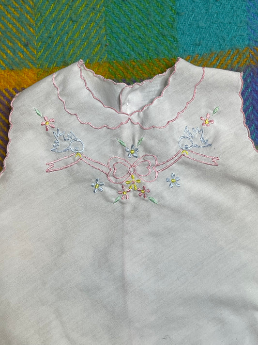 Vintage Sheer Embroidered Spring Bow Bird Top/Dress Sz INF