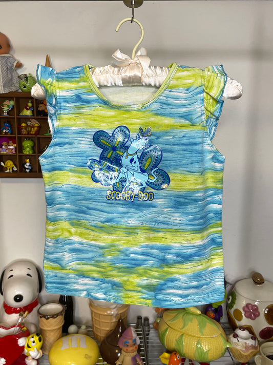 Vintage 2000s Groovy Flower Scooby-Doo Tie-Dye Kids Tee Sz 10/12