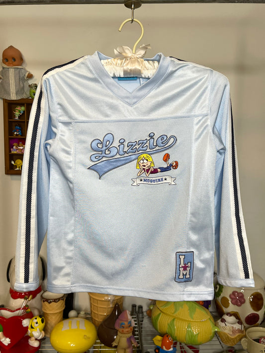 2000s Lizzie McGuire Striped Baby Blue Long Sleeve KIDS Jersey Sz 7/8