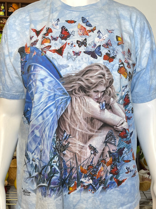 Vintage 2000s Field Of Dreams Butterfly Fairy Tie-dye Graphic Tee Sz XL