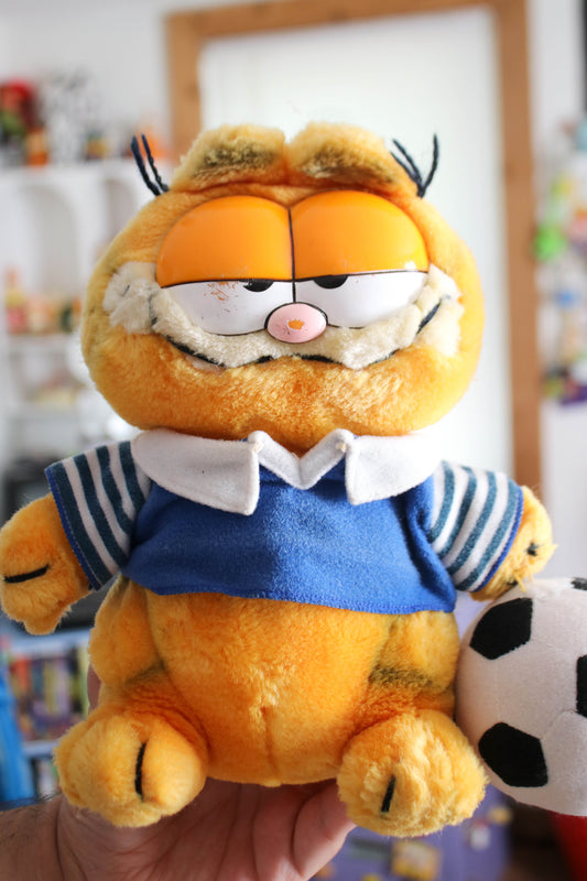 Vintage 80s Soccer Player Garfield Plush