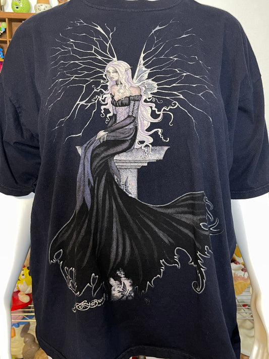 Vintage 2000s Dark Gothic Fairy Graphic Tee Sz XL