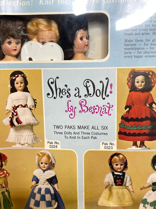 Vintage she's a doll by Betnat knit doll kit