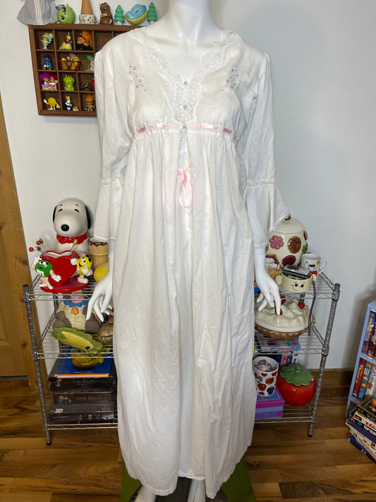 Vintage 90s Dreamy 2pc Nightgown Dress & Robe Set Sz M