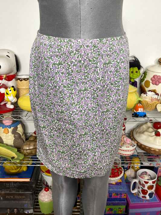 2000s Purple Flower Print Skirt Sz 10 28in