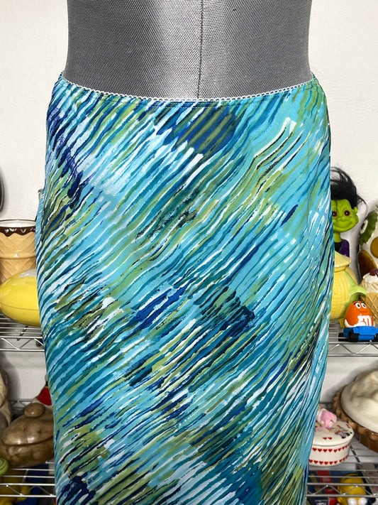 Vintage 90s Funky Striped Abstract Print Midi Skirt Sz M/L