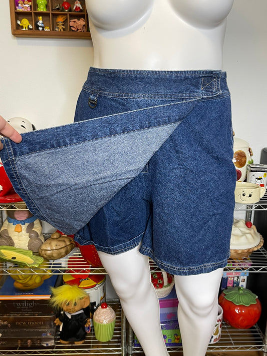 Vintage Dark Wash Denim Skort Sz 14 33in