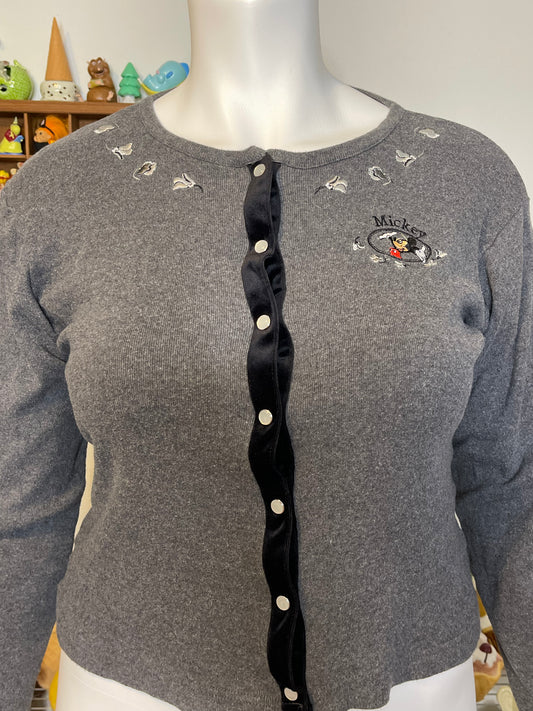 Vintage 90s Mickey Mouse Light Weight Cardigan Sz L