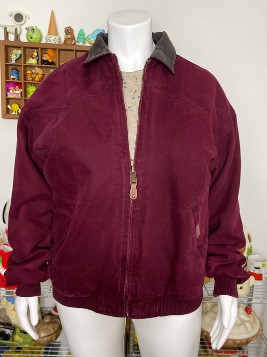 Vintage Berry Burgundy Canvas Work Wear Style Jacket Sz XLT