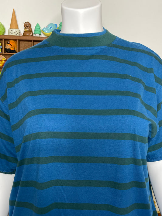 90s blue and green striped oversized tee sz 22W