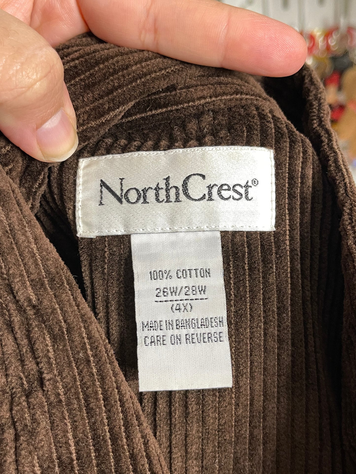 Vintage Brown NorthCrest Corduroy Zip-Up Jacket Sz 26W/28W