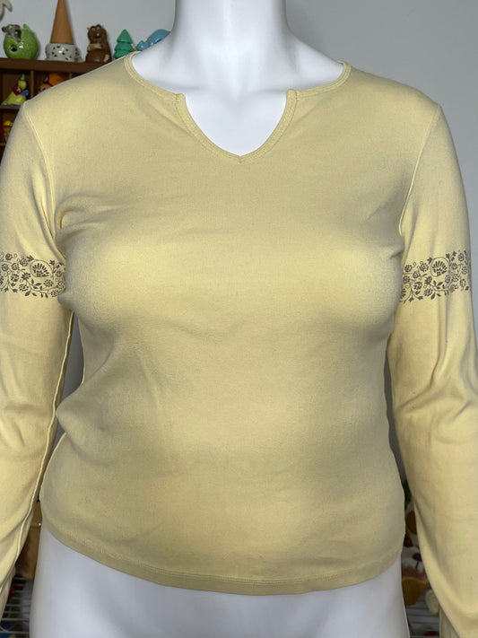 Vintage 90s Pale Yellow Mandala Gap Long Sleeve sz L