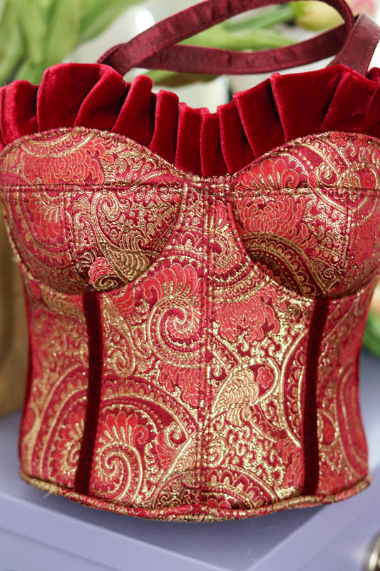 Y2K Deadstock Velvet Renaissance Style Bustier Corset Purse (B)