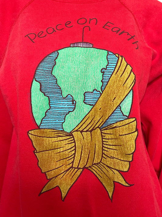 90s Peace On Earth Holiday Graphic Sweater Sz L