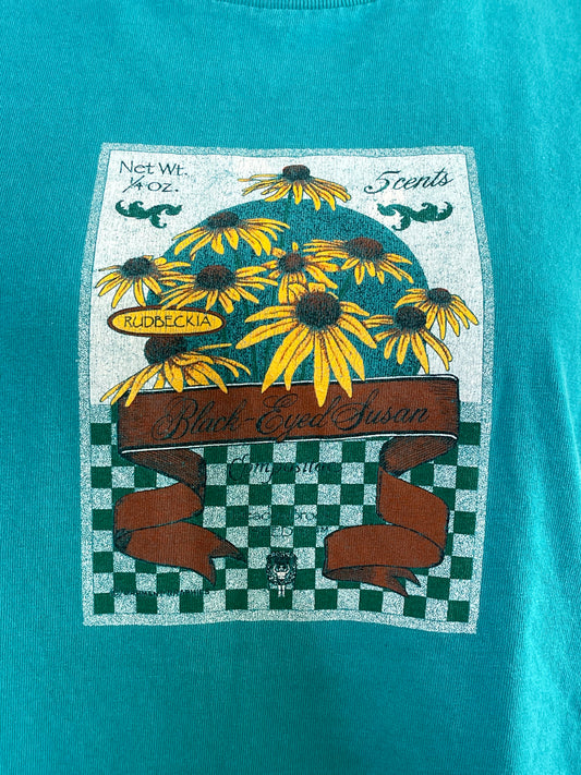 Vintage 90s Black-Eyed Susan Sunflowers Graphic Tee Sz L