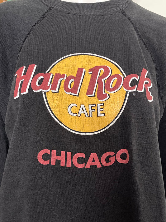 Vintage Hard rock Cafe Chicago Faded Crewneck Sweater Sz M