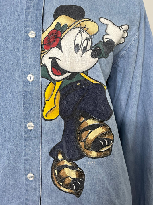 90s Minnie Mouse Denim Button Down Sz L