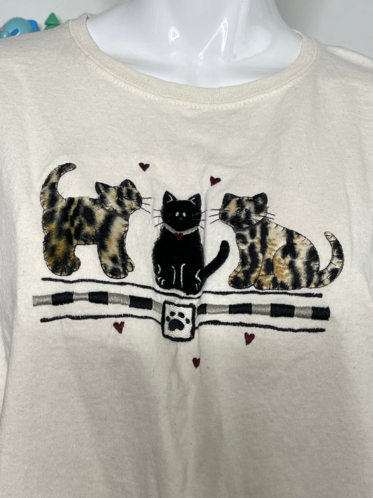 Vintage 90s Fuzzy Textured Cat Tee