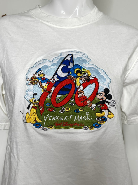 2000s Disney '100 Years Of Magic" Embroidered Patch Tee Sz M