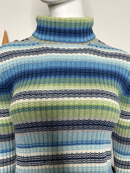 Vintage Gap Striped Thick Knit Turtleneck Sz S